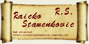 Raičko Stamenković vizit kartica